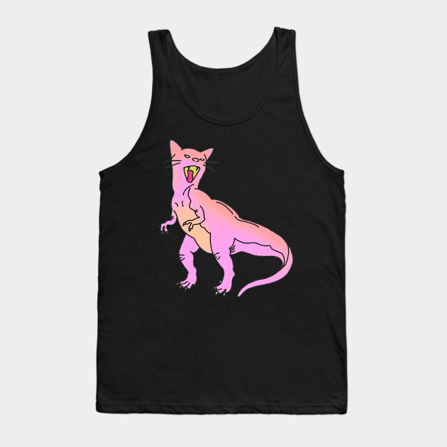 dinosaur raptor cat kitten feminist roar animal cute pink print Tank Top by bigkidult